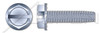 #8-32 X 1" Type F Thread Cutting Screws, Indented Hex Washer Head with Slotted Drive and Locking Serrations, Steel, Zinc Plated and Baked