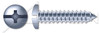 #10-16 X 1/2" Self-Tapping Sheet Metal Screws, Type "AB", Pan Head Phillips/Slot Combo Drive, Steel, Zinc Plated