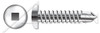 #10-16 X 2-1/2" Self Tapping Sheet Metal Screws with Drill Point, Pan Head with Square Drive, Stainless Steel