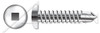 1/4"-14 X 1-1/2" Self-Drilling Screws, Pan Square Drive, AISI 304 Stainless Steel (18-8)