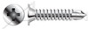 #8-18 X 1-1/4" Self-Drilling Screws, Wafer Head Phillips Drive, AISI 304 Stainless Steel (18-8)