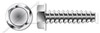 #10-14 X 1" Hex Indented Washer Head Trilobe 48-2 Thread Rolling Screws for Plastics, 18-8 Stainless Steel, Passivated and Waxed
