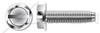 #10-24 X 1" Hex Indented Washer Head Trilobe Thread Rolling Screws for Metals with Slot Drive, 18-8 Stainless Steel, Passivated and Waxed