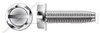 #10-24 X 3/4" Hex Indented Washer Head Trilobe Thread Rolling Screws for Metals with Slot Drive, 18-8 Stainless Steel, Passivated and Waxed