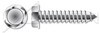 1/4"-14 X 2-1/2" Type AB Self Tapping Sheet Metal Screws, Indented Hex Washer Head, Stainless Steel