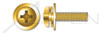 M4-0.7 X 12mm SEMS Machine Screws with Split Lock and Flat Washer, Small Pan Head Phillips Drive, Steel, Yellow Zinc and Baked, JIS B1188