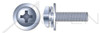 M2.5-0.45 X 8mm SEMS Machine Screws with Split Lock and Flat Washer, Small Pan Head Phillips Drive, Steel, Zinc Plated and Baked, JIS B1188