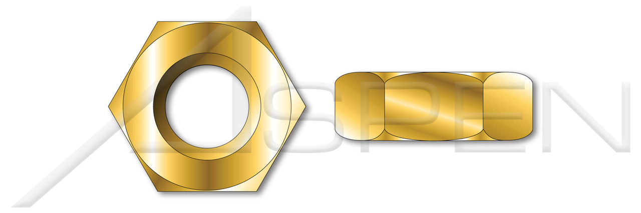 #5-40 Hex Machine Screw Nuts, Steel, Yellow Zinc