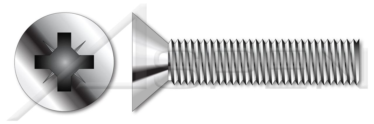 M1.6-0.35 X 16mm Flat Countersunk Pozidriv Machine Screws, Fully Threaded, DIN 965 / ISO 7046, A4 Stainless Steel