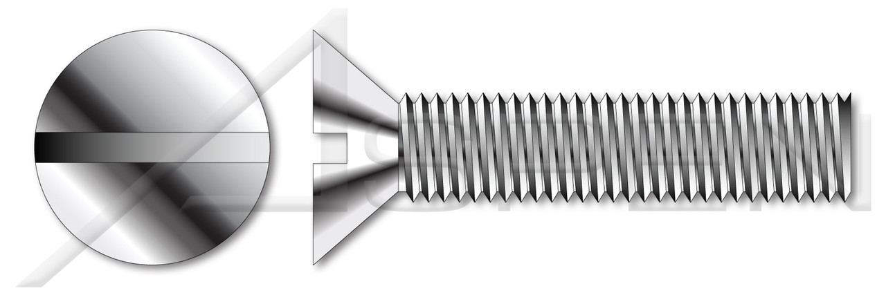 5/8"-11 X 9" Fully Threaded Flat Countersunk Head Machine Screws with Slotted Drive, 82 Degree Head, Stainless Steel