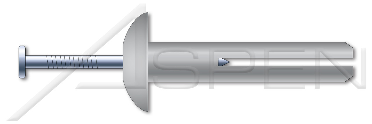 1/4" X 3/4" Hammer Drive Anchors, Mushroom Head, Zinc Zamac Body / Steel Pin