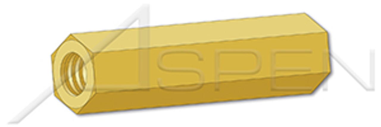 #4-40 X 15/16" Hex Female Standoffs, 1/4" Across Flats, Brass