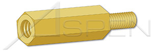 #4-40 X 1" Hex Male-Female Standoffs, 1/4" Across Flats, Brass