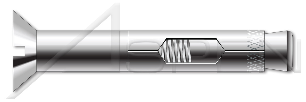 1/4" X 3" Stainless Steel, Sleeve Anchors, Flat Countersunk Head