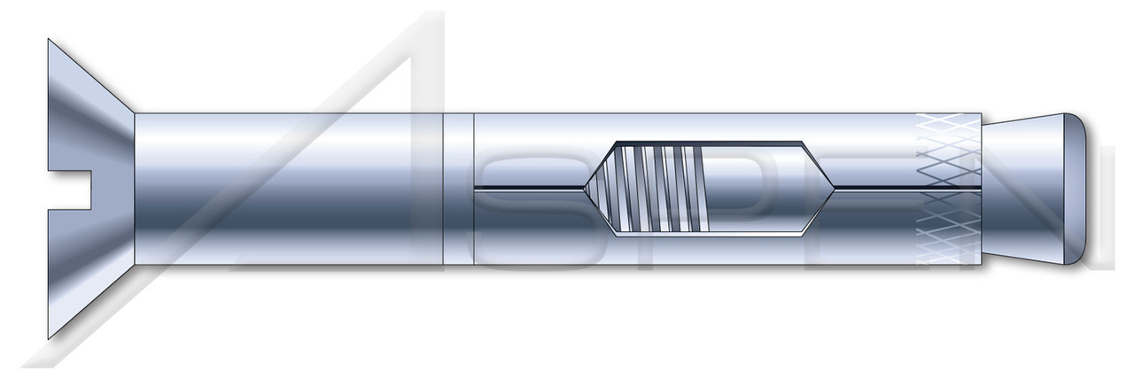 1/4" X 4" Sleeve Anchors, Flat Countersunk Head, Steel, Zinc Plated