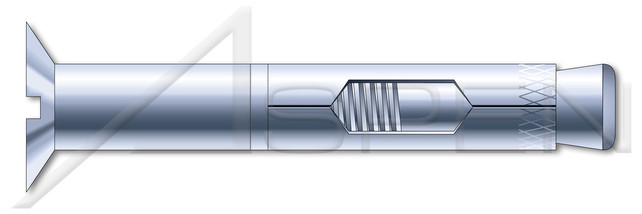 1/4" X 2" Sleeve Anchors, Threshold Flat Head, Steel, Zinc Plated