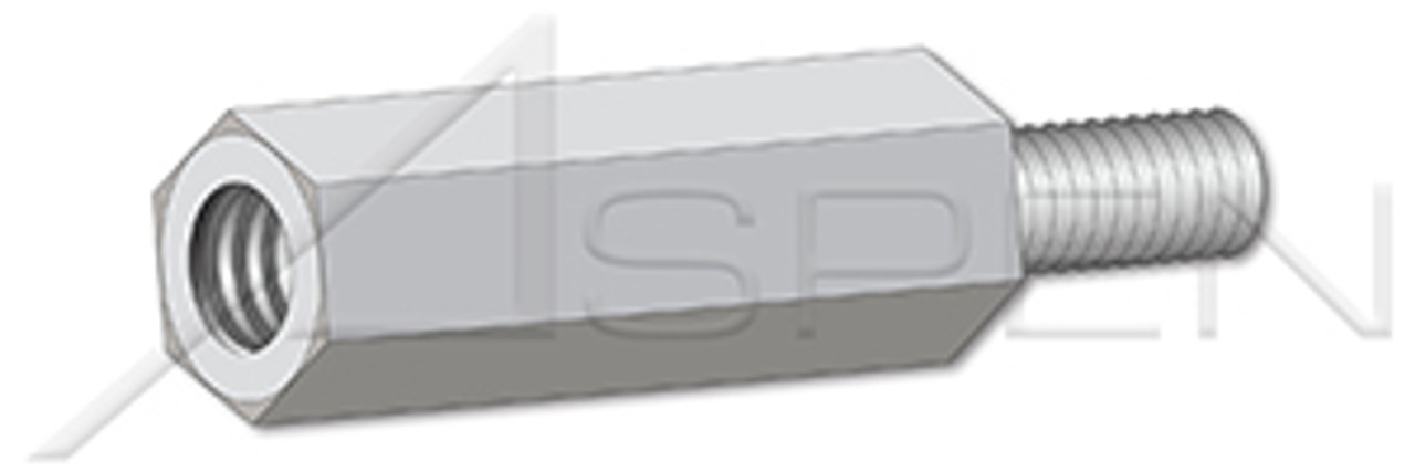 M4-0.7 X 13mm Hex Male-Female Standoffs, Metric, 6mm Across Flats, Aluminum