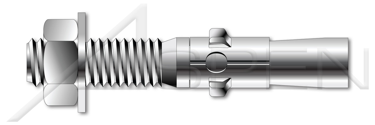 1/2" X 7" Wedge Anchors, AISI 304 Stainless Steel (18-8)