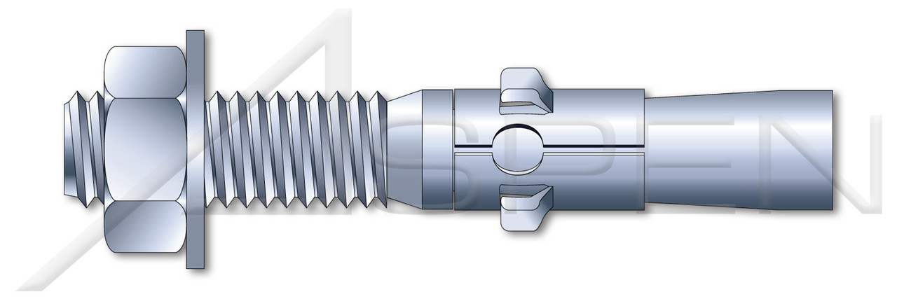 1/2" X 5-1/2" Wedge Anchors, Steel, Zinc Plated