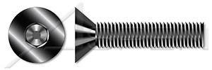 #8-32 X 1/2" Flat Head Socket Cap Screws, UNRC Coarse Thread, Alloy Steel, Black Oxide, Holo-Krome