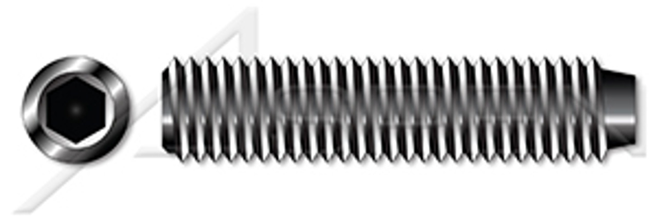 #10-24 X 1" Cup Point Socket Set Screws, Hex Drive, UNC Coarse Threading, Alloy Steel, Black Oxide, Holo-Krome