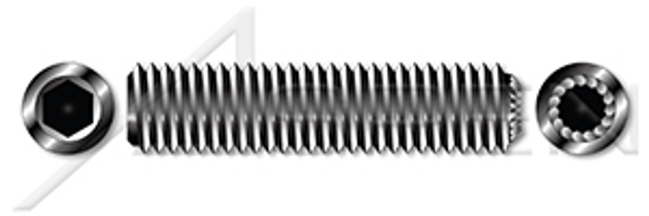 1/4"-20 X 3/8" Knurled Cup Point Socket Set Screws, Hex Drive, UNC Coarse Threading, Alloy Steel, Black Oxide, Holo-Krome