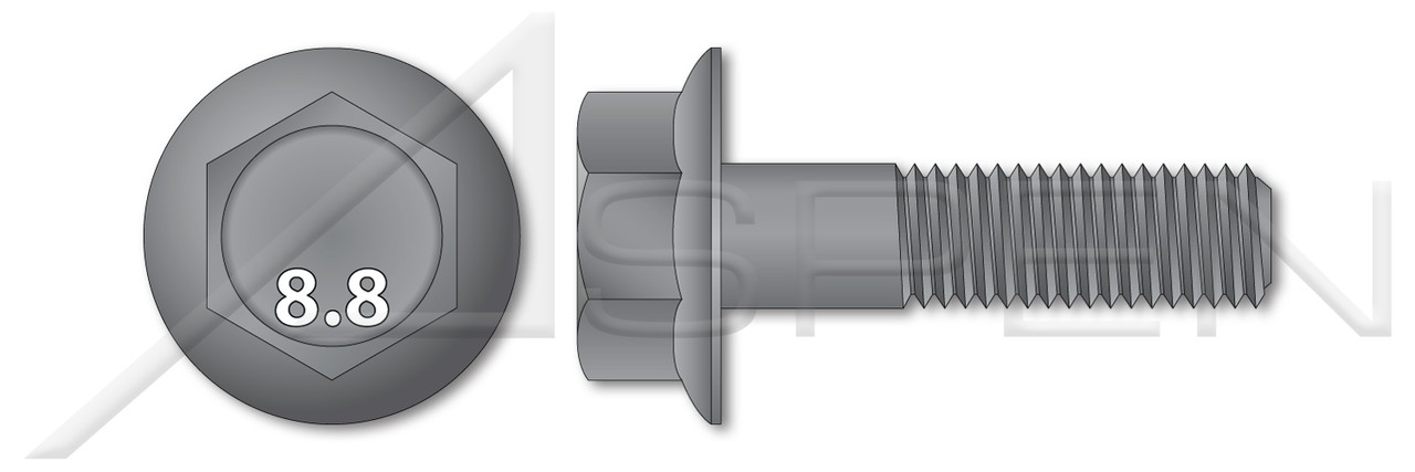 M8-1.25 X 60mm Hex Flange Bolts, Class 8.8 Plain Steel, DIN 6921