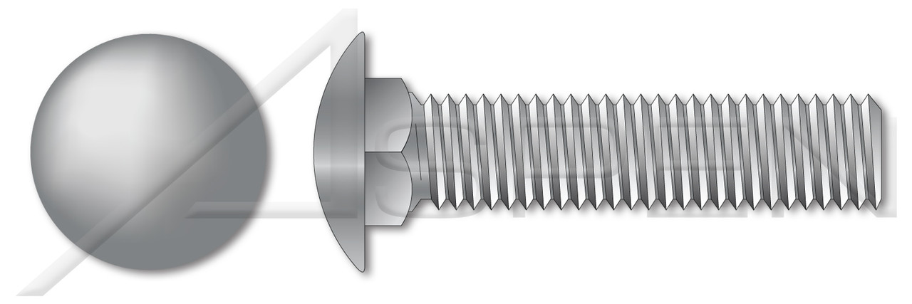 1/4"-20 X 4-1/2" Carriage Bolts, Round Head, Square Neck, Full Thread, A307 Steel, Hot Dip Galvanized