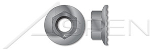 M10-1.5 Hex Flange Nuts with Locking Serrations, DIN 6923, Class 8 Steel, Plain