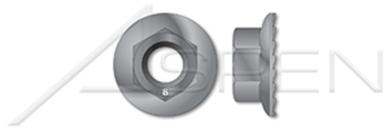 M16-2.0 Hex Flange Nuts with Locking Serrations, DIN 6923, Class 8 Steel, Plain M16-2.0 Hex Flange Nuts with Locking Serrations, DIN 6923, Class 8 Steel, Plain