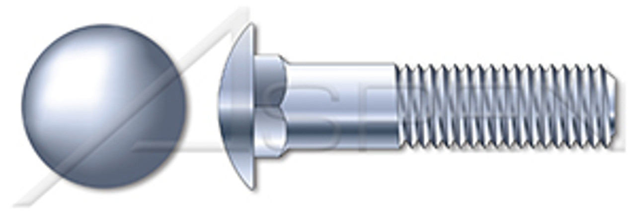 M16-2.0 X 50mm DIN 603 / ISO 8677, Metric, Carriage Bolts, Round Head, Square Neck, Class 8.8 Steel, Zinc Plated
