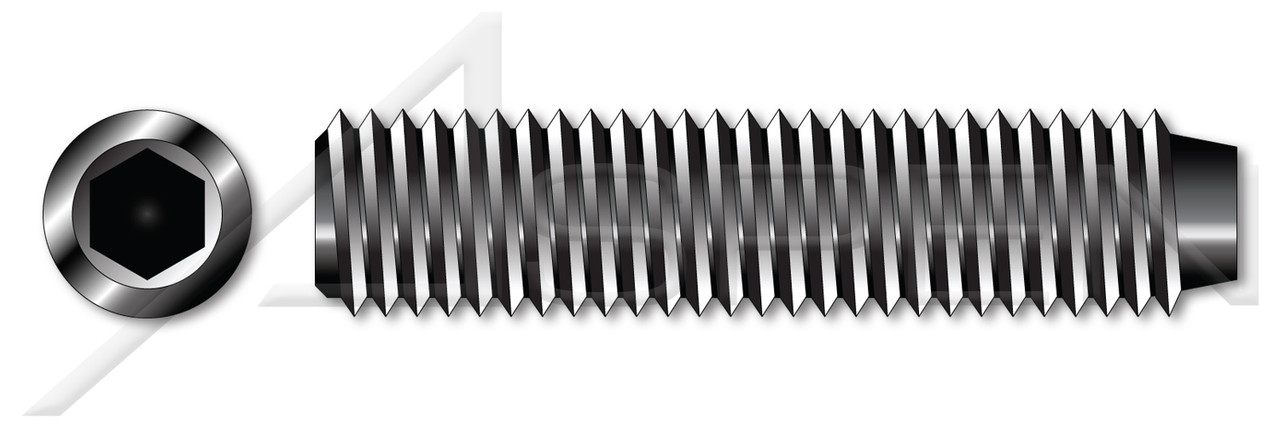 M8-1.25 X 25mm Knurled Cup Point Socket Set Screws, Hex Drive, Fully Threaded, ISO 4029, Alloy Steel