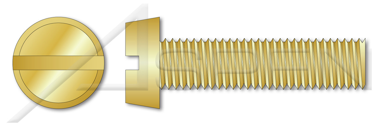 M8-1.25 X 30mm DIN 84 / ISO 1207, Metric, Machine Screws, Cheese Head Slot Drive, Full Thread, Brass