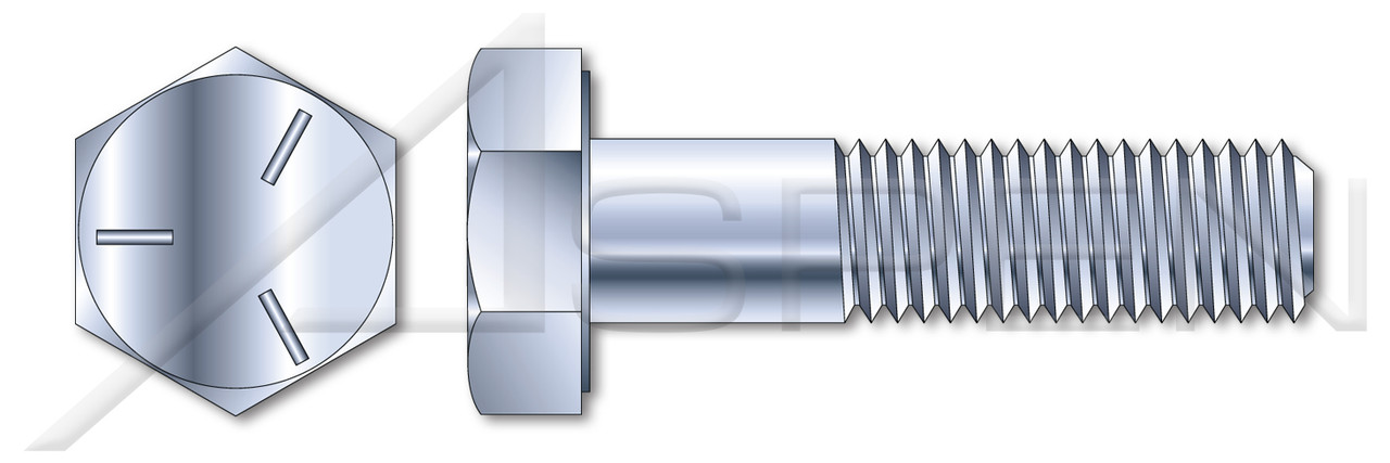 1"-8 X 1-3/4" Hex Head Cap Screws Bolts, UNC Coarse Thread, Grade 5 Steel, Zinc, Made in U.S.A.