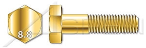 M5-0.8 X 40mm DIN 931, Metric, Hex Head Cap Screws Bolts, Part Thread, Class 8.8 Steel, Yellow Zinc