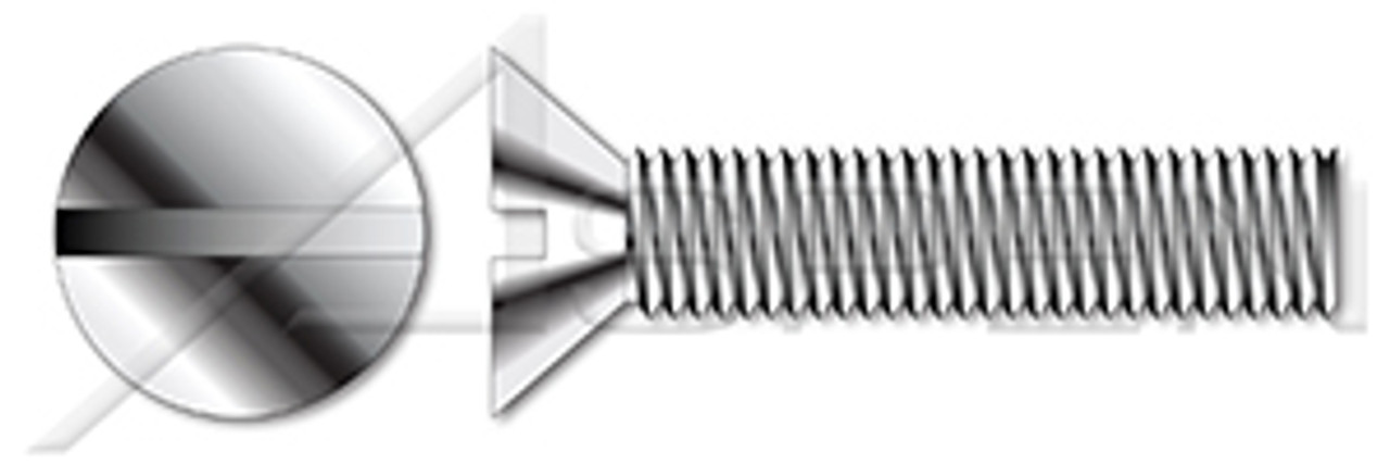 M5-0.8 X 14mm DIN 963 / ISO 2009, Metric, Machine Screws, Flat Slot Drive, Full Thread, A4 Stainless Steel