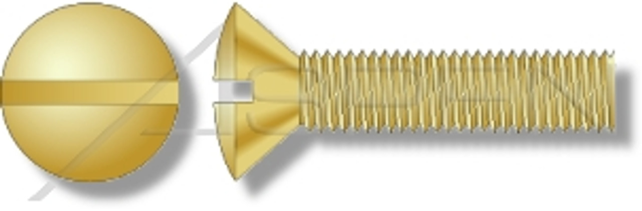 M3-0.5 X 10mm DIN 964 / ISO 2010, Metric, Machine Screws, Oval Slot Drive, Full Thread, Brass