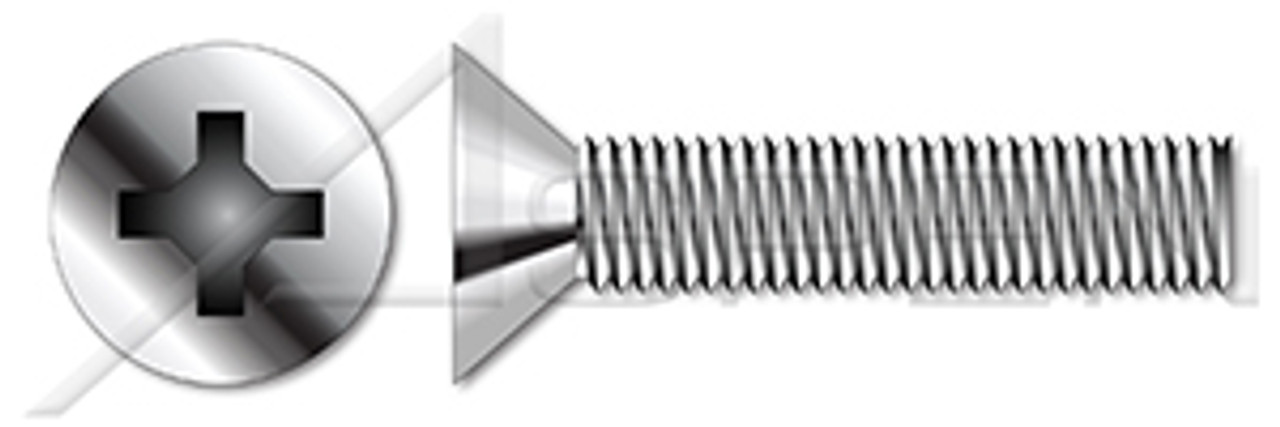 M8-1.25 X 80mm DIN 965 / ISO 7046, Metric, Machine Screws, Flat Phillips Drive, Full Thread, A4 Stainless Steel