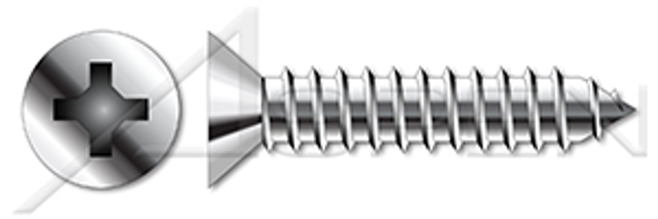 M6.3 X 38mm DIN 7982 / ISO 7050, Metric, Self-Tapping Sheet Metal Screws, Flat Phillips Drive, Full Thread, A2 Stainless Steel