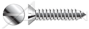 M4.2 X 25mm DIN 7972 / ISO 1482, Metric, Self-Tapping Sheet Metal Screws, Flat Slot Drive, Full Thread, A2 Stainless Steel