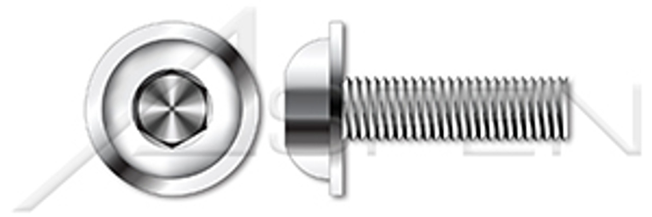 M10-1.5 X 18mm ISO 7380-2, Metric, Flanged Button Head Hex Socket Cap Screws, A2 Stainless Steel