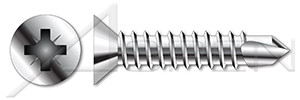 M3.5 X 13mm DIN 7504 Type O, Metric, Self-Drilling Screws, Flat Pozidriv Alternative Drive, A2 Stainless Steel