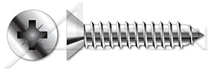 M6.3 X 25mm DIN 7982 / ISO 7050, Metric, Self-Tapping Sheet Metal Screws, Flat Pozidriv Alternative Drive, Full Thread, A4 Stainless Steel