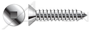 M4.8 X 70mm DIN 7982 / ISO 7050, Metric, Self-Tapping Sheet Metal Screws, Flat Head Square Drive, Full Thread, A2 Stainless Steel