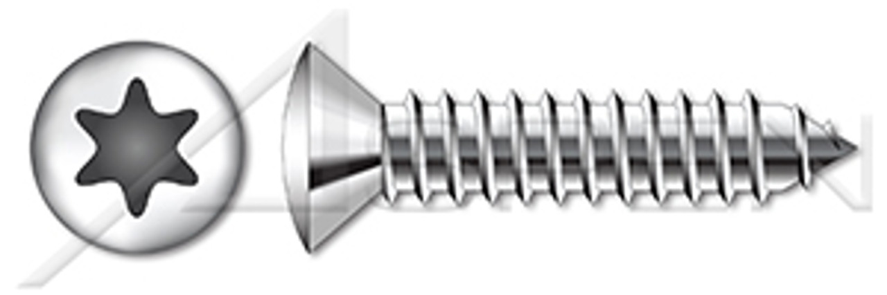 M6.3 X 45mm DIN 7983 / ISO 7051, Metric, Self-Tapping Sheet Metal Screws, Oval 6-Lobe Drive, Full Thread, A4 Stainless Steel