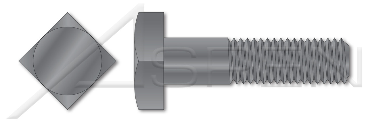 1"-8 X 3" Machine Bolts, Square Head, Steel, Plain