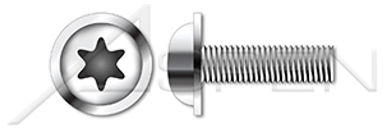 M5-0.8 X 20mm ISO 7380-2, Metric, Flanged Button Head Cap Screws, 6-Lobe Drive, A2 Stainless Steel