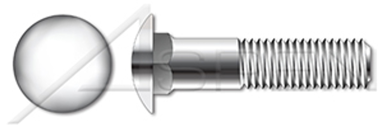 M8-1.25 X 30mm DIN 603 / ISO 8677, Metric, Carriage Bolts, Round Head,  Square Neck, A4 Stainless Steel