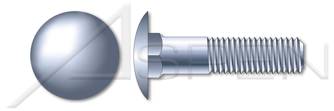 #10-24 X 1" Step Bolts, Truss Head, Square Neck, Steel, Zinc Plated