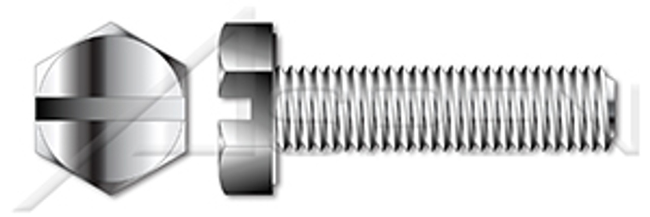 M4-0.7 X 50mm DIN 933, Metric, Hex Head Cap Screws Bolts, Slotted Drive, Full Thread, A2 Stainless Steel